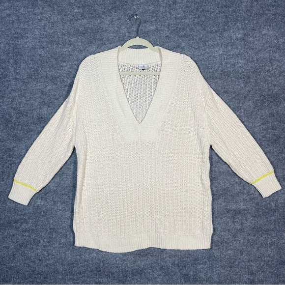 Cabi Women’s Medium Ivory Chunky Knit V Neck Tennis Golf Sweater - Picture 1 of 11